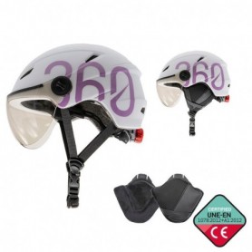 Casque GLOOB Urbain blanc/violet – oreillettes amovibles