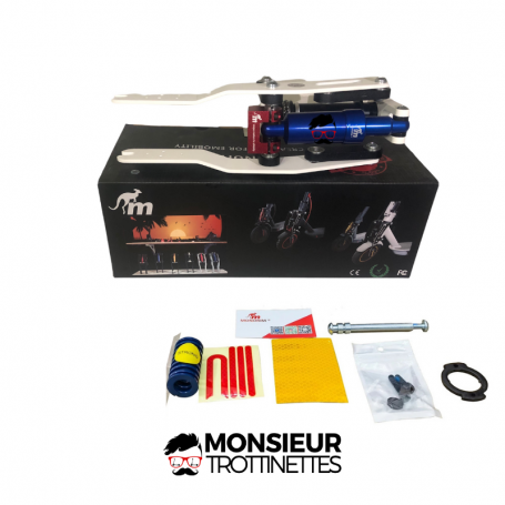 Voorzijde suspension Monorim wit/ blauw V4 Xiaomi M365 & M365 Pro/Pro 2/1S/Essential